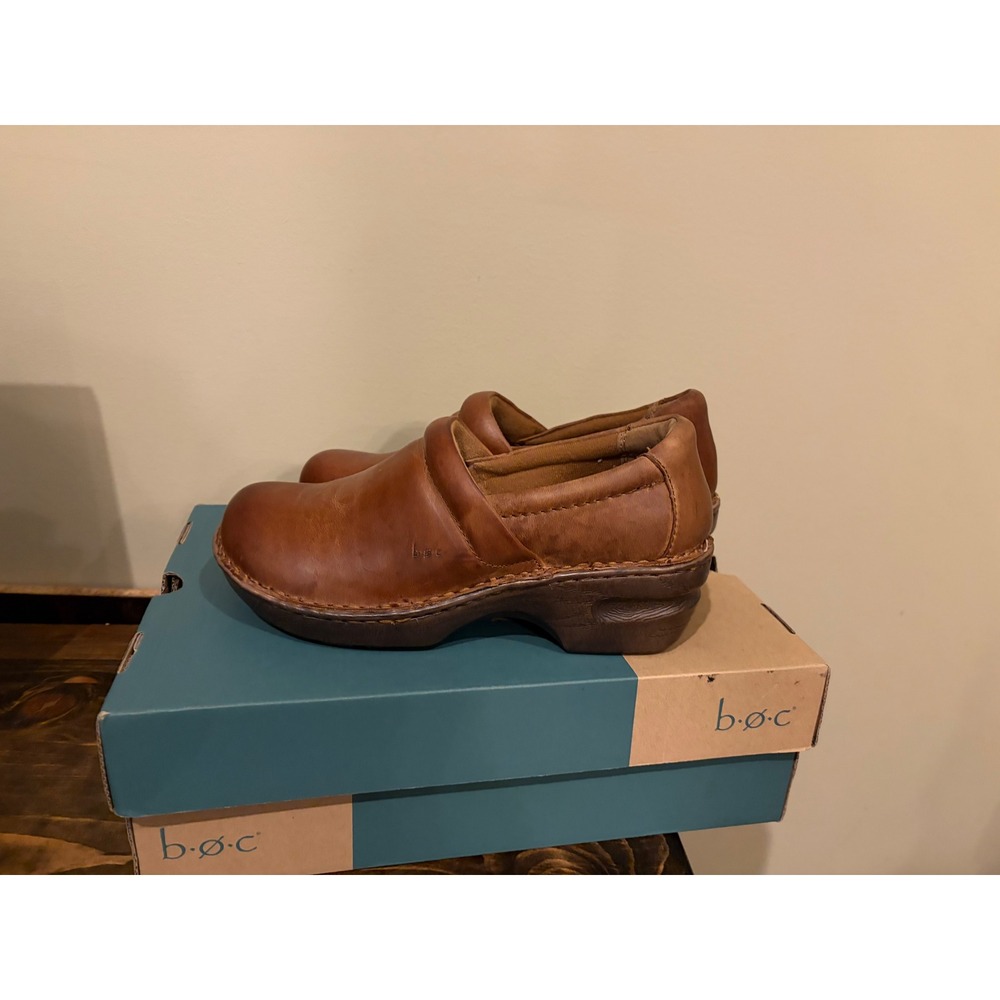 b.o.c. Peggy Natural Mocc Brown Oiled Leather Clogs Shoes 8.5 C00002